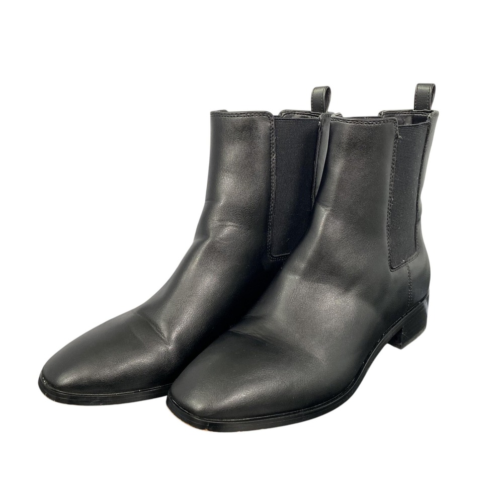 J.Crew Boots Womens Size 9 Black Chelsea Ankle Block Heel Synthetic Booties FA23